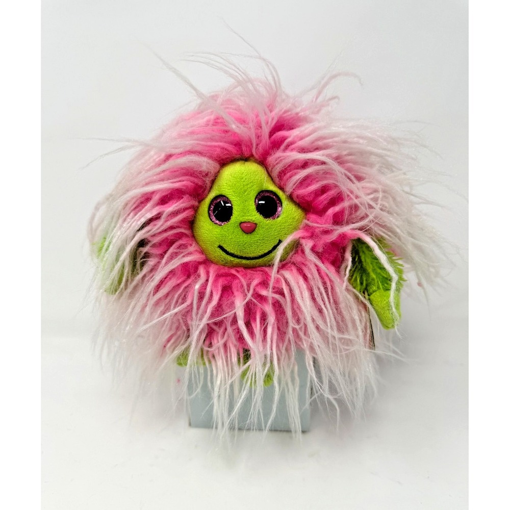 TY MONSTAZ Beanie FRIZZY the Pink Green‎ Fluffy Monster 5" Plush Stuffed Toy